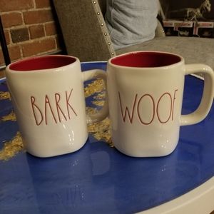 SOLD Rae dunn woof bark mug red inside